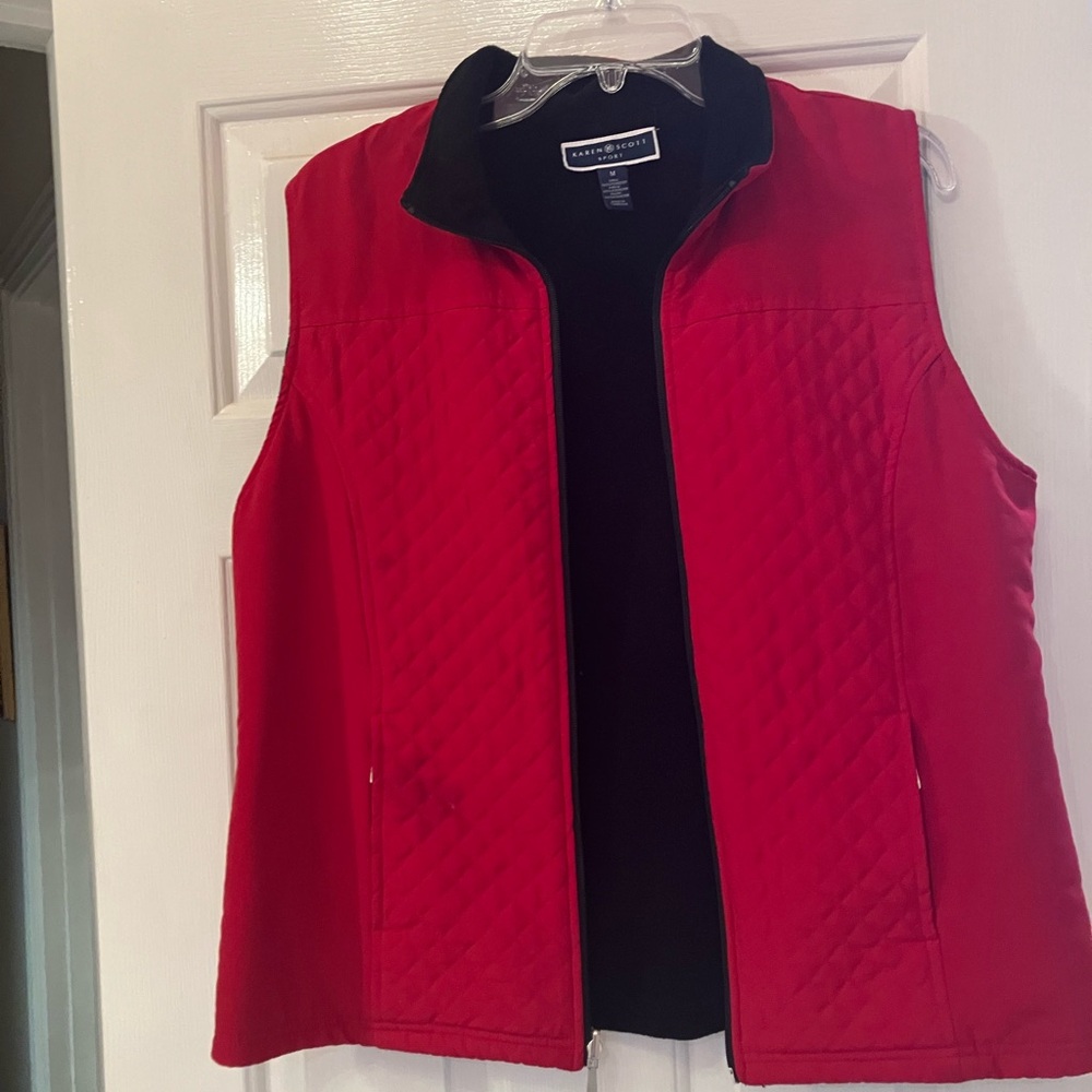 Karen Scott Red Quilted Vest